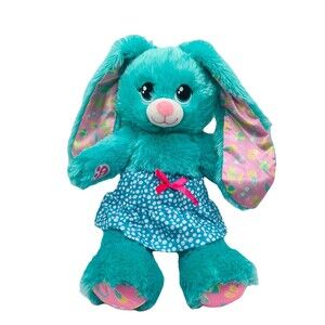 Build A Bear Bunny Plush Ocean Vibes Pink & Teal Summer Beach Rabbit 16" w Skirt